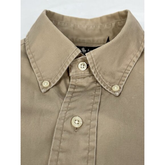 Vintage 90s Ralph Lauren Blake Shirt Mens L Tan Long Sleeve Oxford Button Preppy - Picture 10 of 16